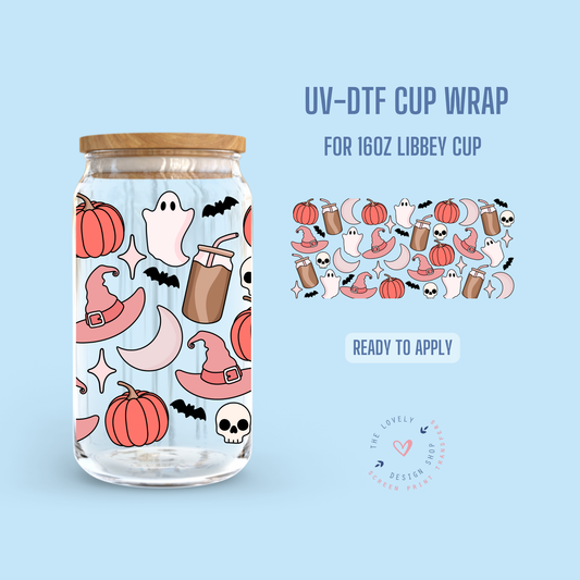 Halloween Coffee - UV DTF 16 oz Libbey Cup Wrap Jul 29
