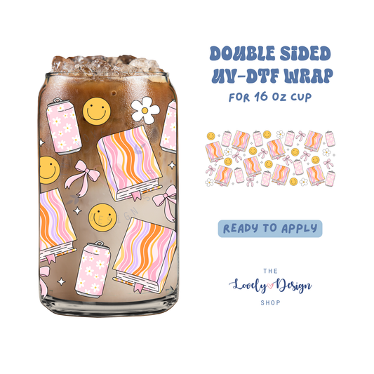 Bookish And Happy - UV DTF 16 oz Libbey Cup Wrap - Aug 8