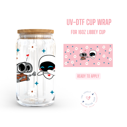 Alien Robots - UV DTF 16 oz Libbey Cup Wrap (Ready to Ship)