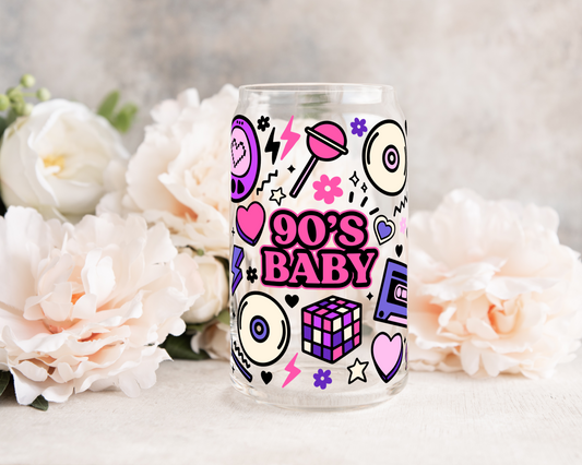 90's Baby Doodles - UV DTF 16 oz Libbey Cup Wrap (Ready to Ship)