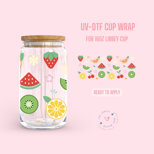 All Things Fruit - UV DTF 16 oz Libbey Cup Wrap (Ready to Ship)