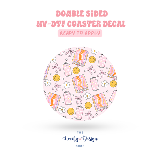 Bookish And Happy - UV DTF Coaster Decal - Aug 8