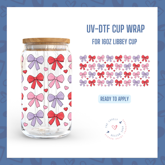 Valentine Bows - UV DTF 16 oz Libbey Cup Wrap - Dec 9