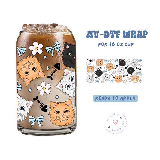 Floof Cat - UV DTF 16 oz Libbey Cup Wrap - Feb 24