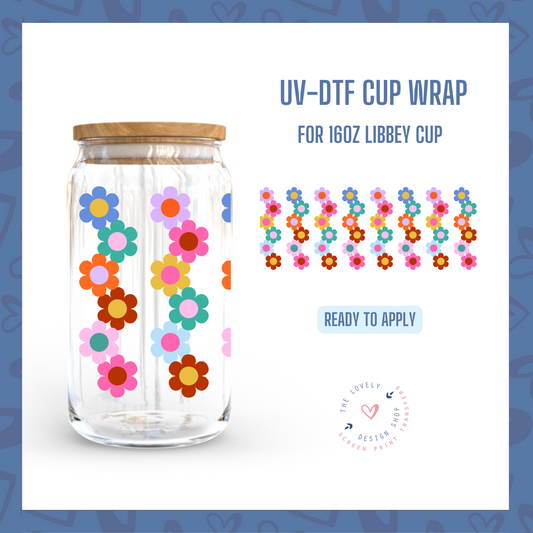 Oops, More Retro Flowers!! - UV DTF 16 oz Libbey Cup Wrap - Aug 26