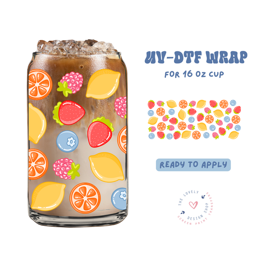 Fruits Only! - UV DTF 16 oz Libbey Cup Wrap - Feb 4