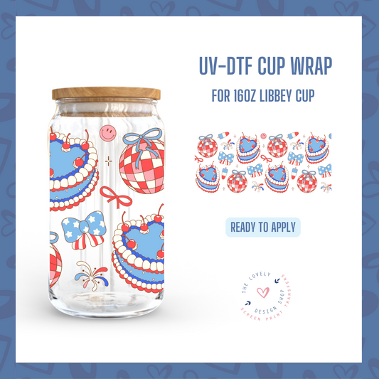 Vintage 4th of July - UV DTF 16 oz Libbey Cup Wrap (Ready to Ship) May 13