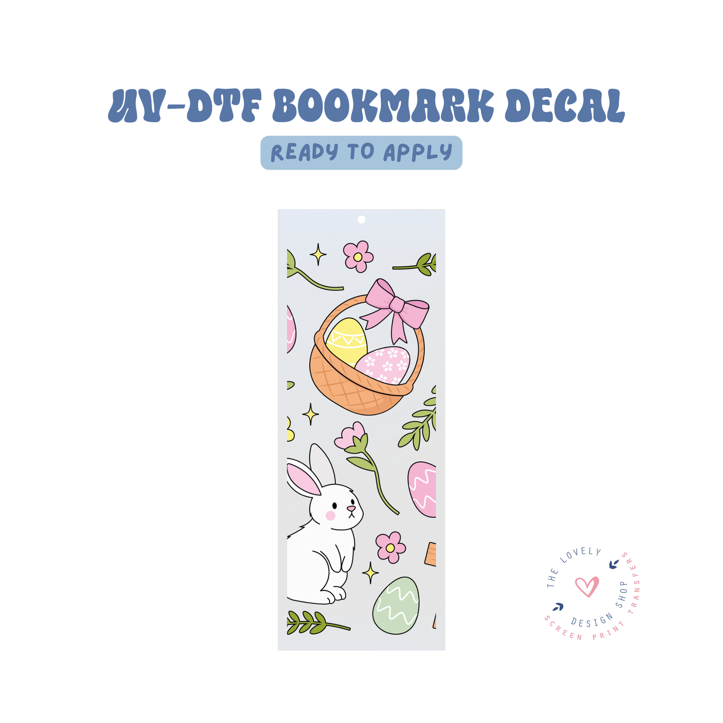 Easter Bunnies, Eggs and Cross - UV DTF Bookmark Decal - Feb 19