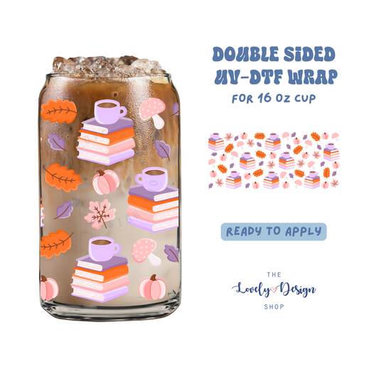 Bookish And Cozy - UV DTF 16 oz Libbey Cup Wrap - Aug 8