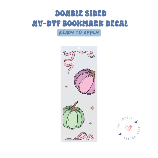 Pastel Pumpkins And Bows - UV DTF Bookmark Decal - Aug 27