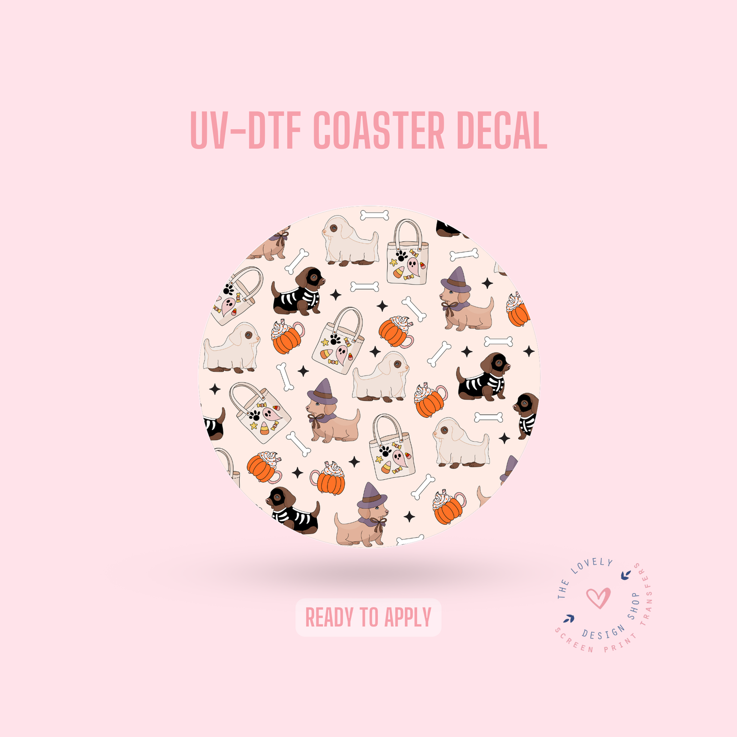 Halloween Puppies - UV DTF Coaster Decal - Aug 12