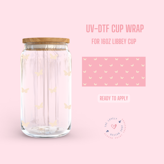 Mini Butterflies - UV DTF 16 oz Libbey Cup Wrap (Ready to Ship)