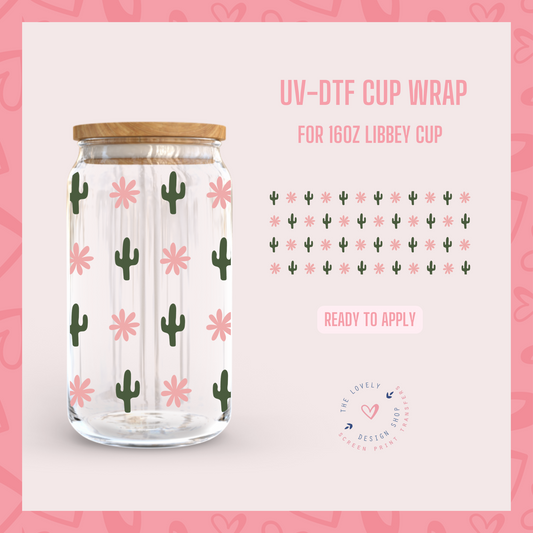 Mini Cactus - UV DTF 16 oz Libbey Cup Wrap (Ready to Ship)
