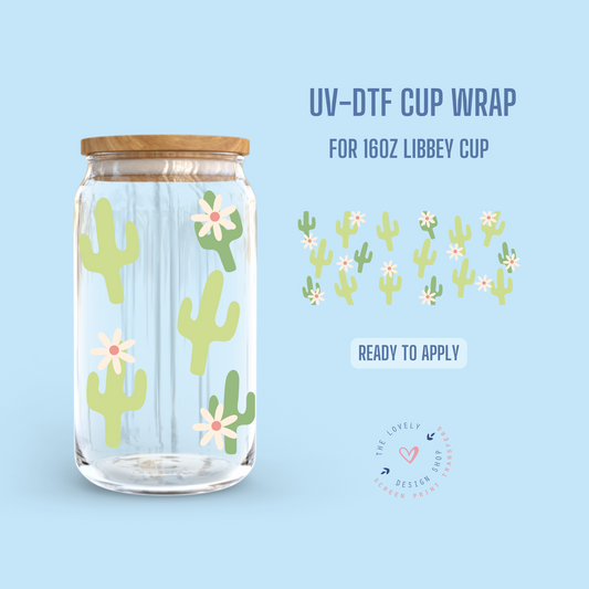 Cactus - UV DTF 16 oz Libbey Cup Wrap (Ready to Ship)