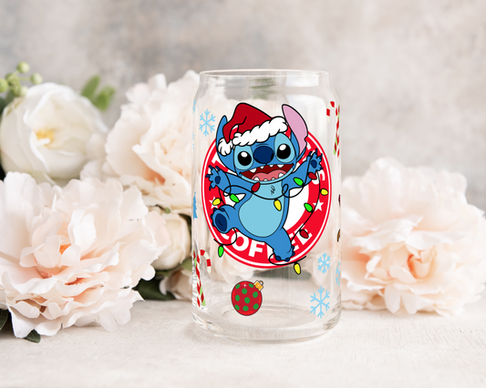 Alien Christmas Coffee Label - UV DTF 16 oz Libbey Cup Wrap (Ready to Ship)