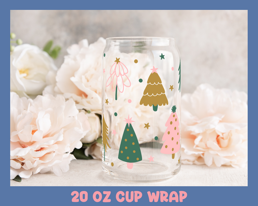 All Kinds Christmas Trees - UV DTF 20 oz Libbey Cup Wrap (Ready to Ship)