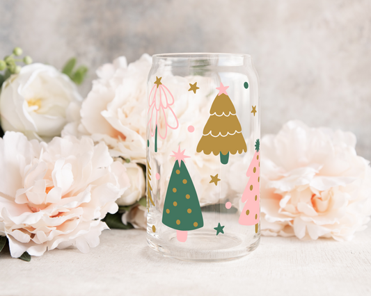 All Kinds Christmas Trees - UV DTF 16 oz Libbey Cup Wrap (Ready to Ship)