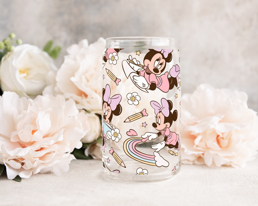 Back To School Girl - UV DTF 16 oz Libbey Cup Wrap (Ready to Ship)