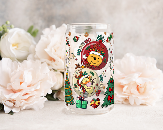 Bear And Friends Christmas Ornaments - UV DTF 16 oz Libbey Cup Wrap (Ready to Ship)