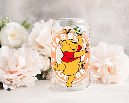 Bear Coffee Label - UV DTF 16 oz Libbey Cup Wrap (Ready to Ship)