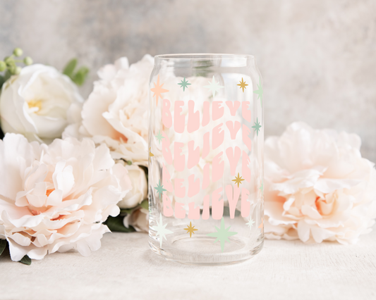 Believe - UV DTF 16 oz Libbey Cup Wrap (Ready to Ship)