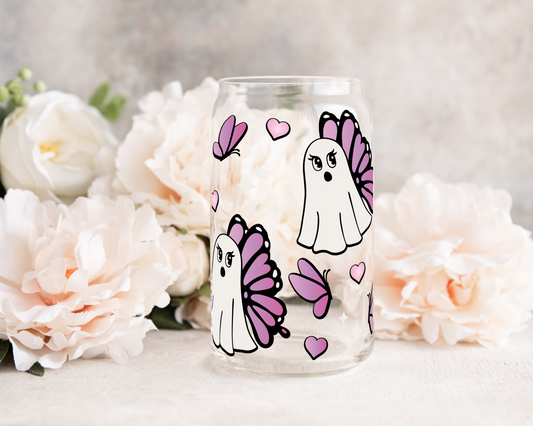 Butterfly Ghosties - UV DTF 16 oz Libbey Cup Wrap (Ready to Ship)