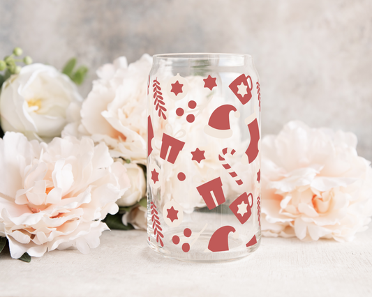 Christmas Eve Theme - UV DTF 16 oz Libbey Cup Wrap (Ready to Ship)