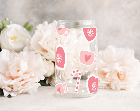 Christmas Love - UV DTF 16 oz Libbey Cup Wrap (Ready to Ship)