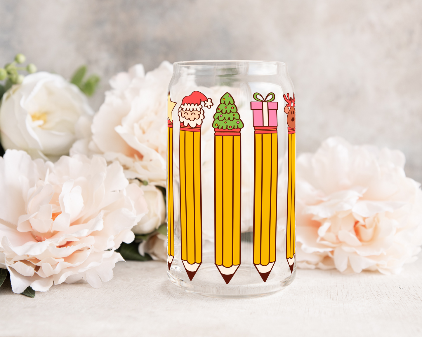 Christmas Pencils - UV DTF 16 oz Libbey Cup Wrap (Ready to Ship)