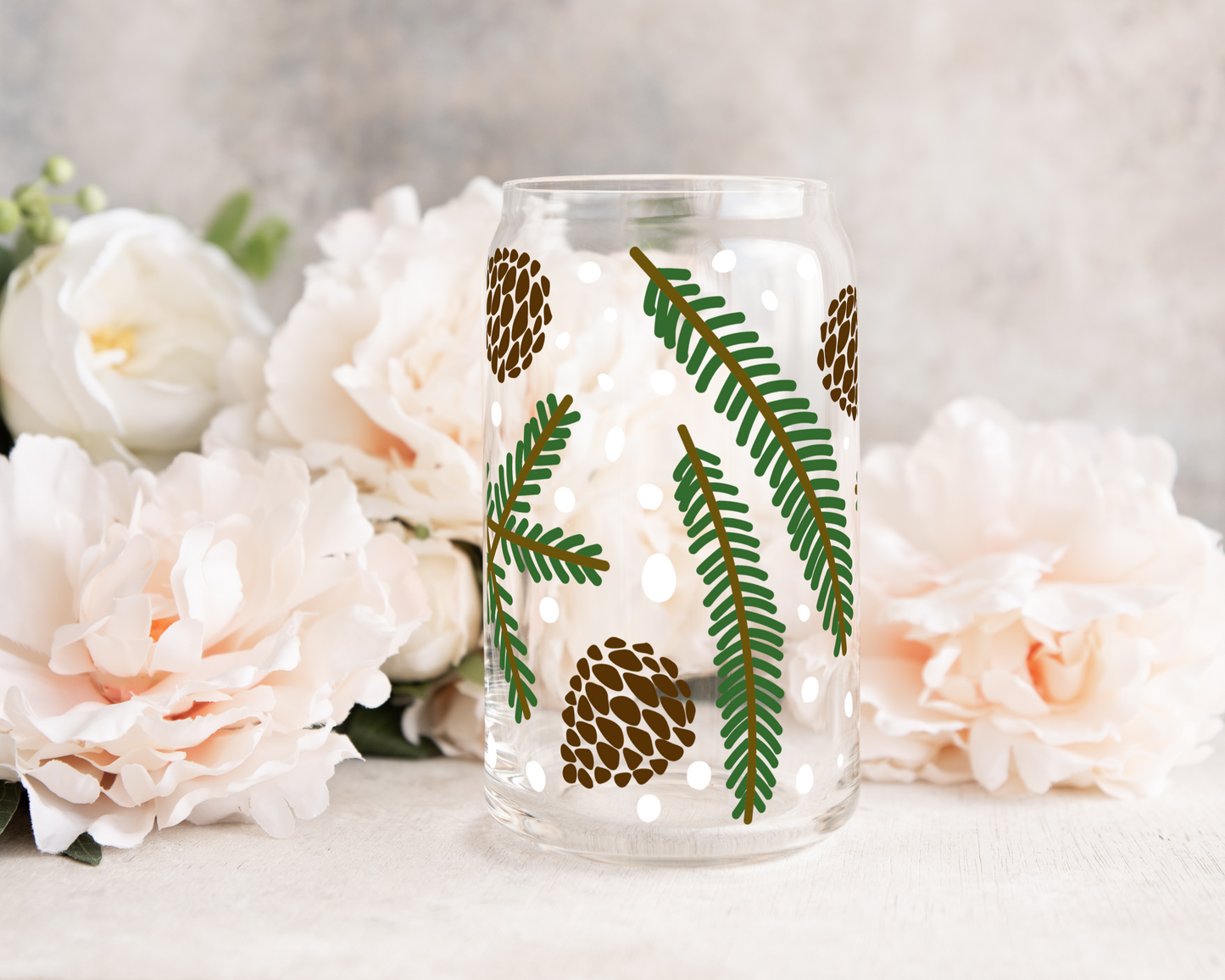 Christmas Pines - UV DTF 16 oz Libbey Cup Wrap (Ready to Ship)