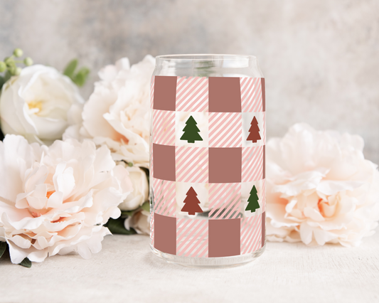 Christmas Plaid - UV DTF 16 oz Libbey Cup Wrap (Ready to Ship)