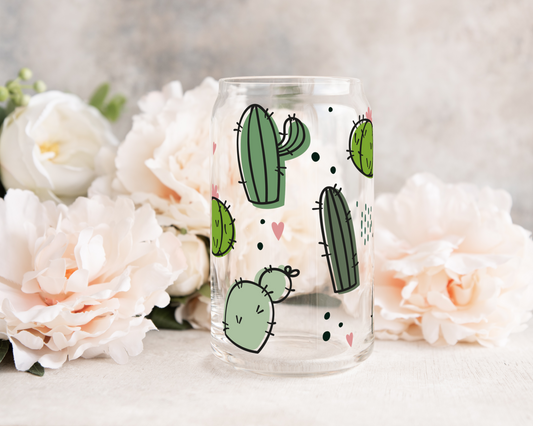 Cute Cactus - UV DTF 16 oz Libbey Cup Wrap (Ready to Ship)