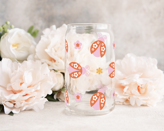Cute Lady Bugs - UV DTF 16 oz Libbey Cup Wrap (Ready to Ship)