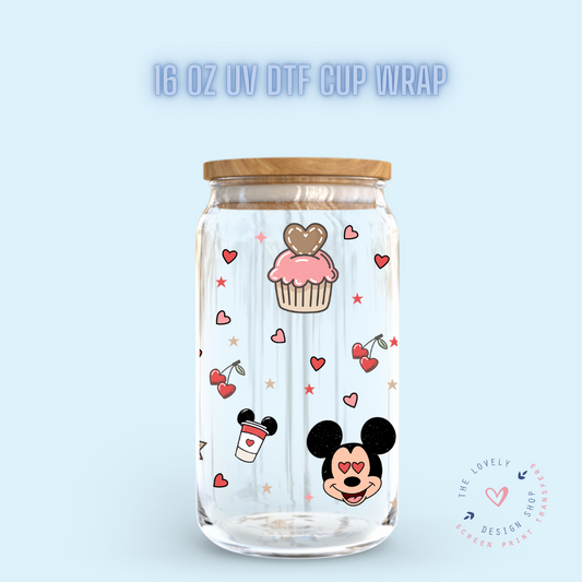 Cute Mouse Valentines - UV DTF 16 oz Libbey Cup Wrap (Ready to Ship)