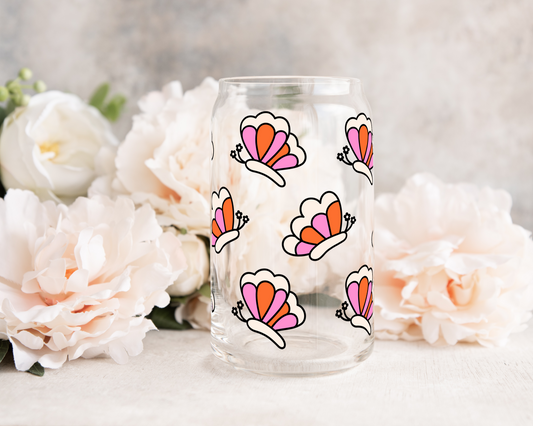 Cute Retro Butterflies - UV DTF 16 oz Libbey Cup Wrap (Ready to Ship)
