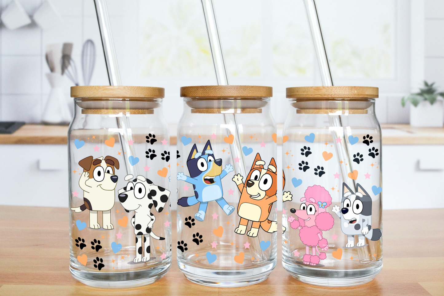 Doggie Friends - UV DTF 16 oz Libbey Cup Wrap (Ready to Ship)