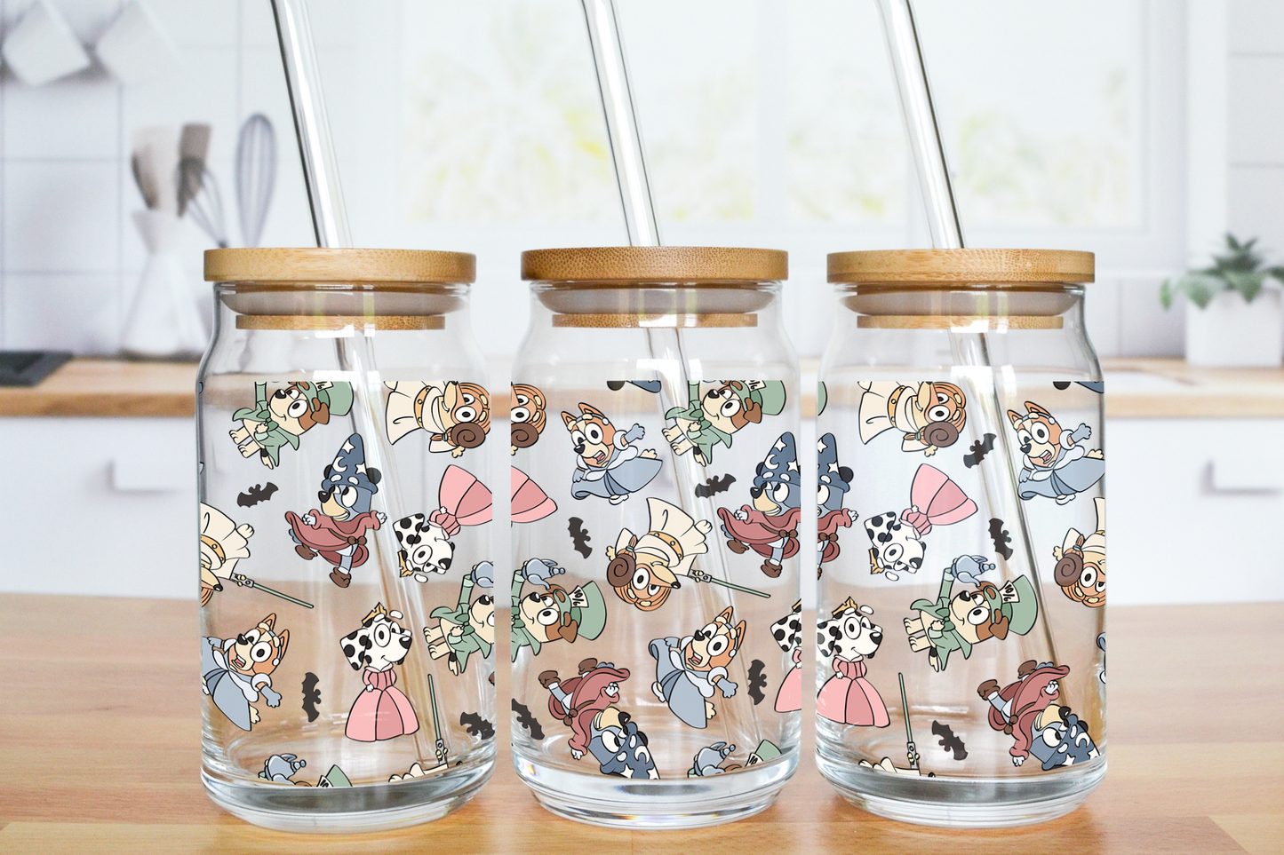 Dogs in Costumes - UV DTF 16 oz Libbey Cup Wrap (Ready to Ship)