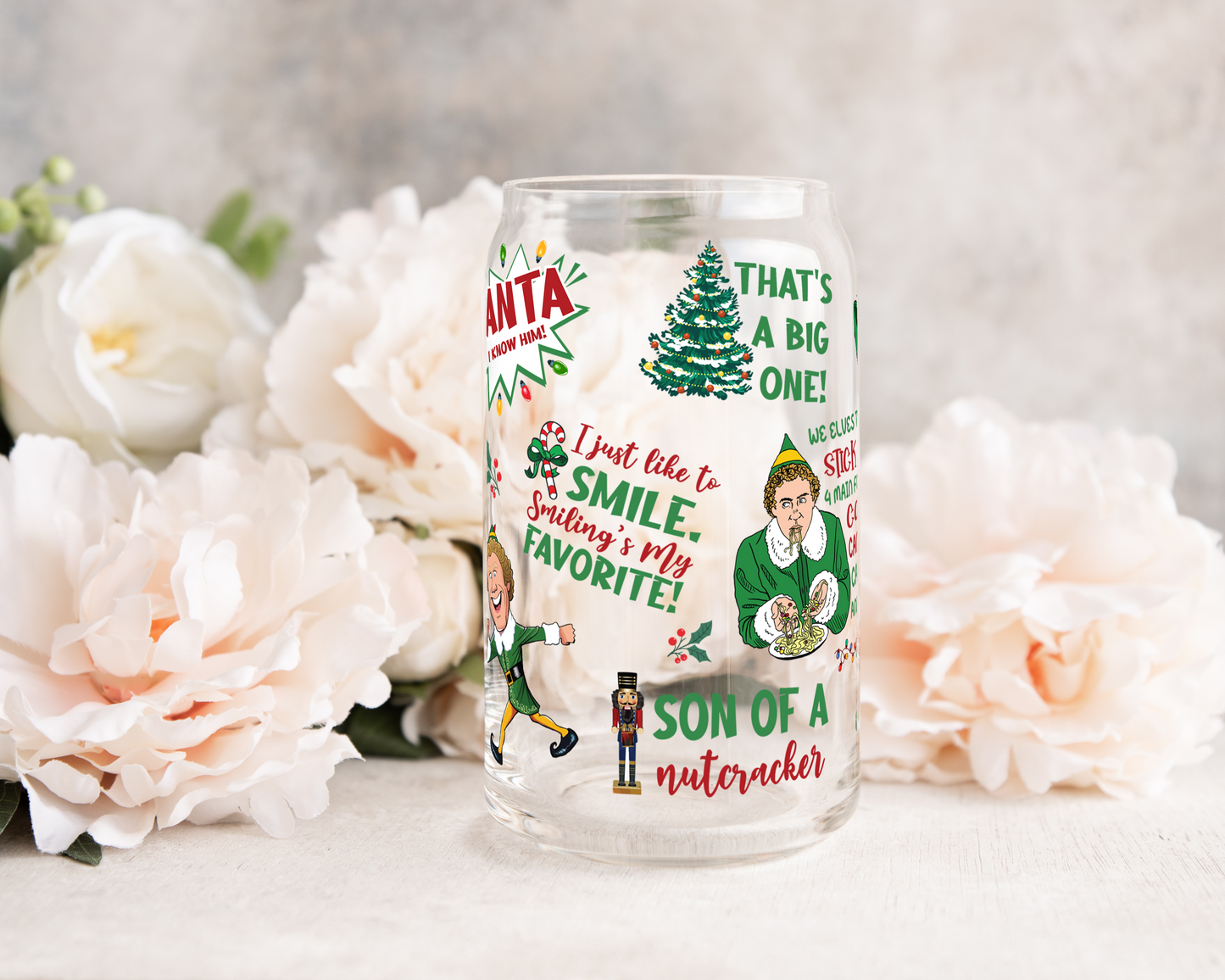 Elf Fun Words - UV DTF 16 oz Libbey Cup Wrap (Ready to Ship)