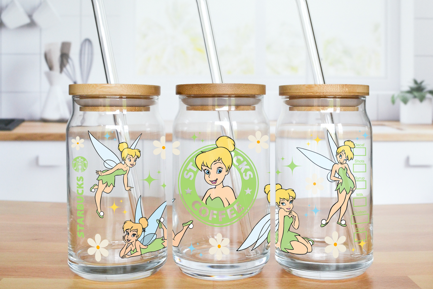 Fairy Coffee Label - UV DTF 16 oz Libbey Cup Wrap (Ready to Ship)