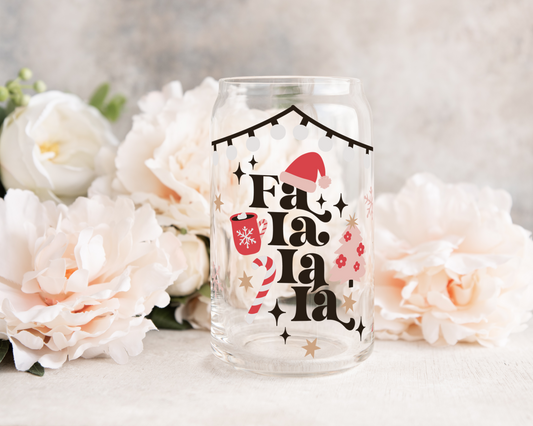 Falalala Theme - UV DTF 16 oz Libbey Cup Wrap (Ready to Ship)