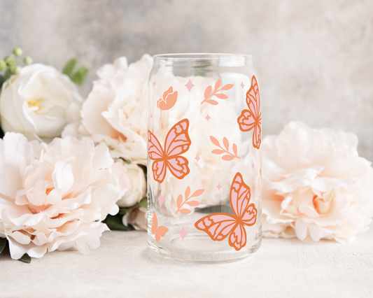 Fall Butterflies - UV DTF 16 oz Libbey Cup Wrap (Ready to Ship)