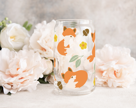 Fall Fox - UV DTF 16 oz Libbey Cup Wrap (Ready to Ship)