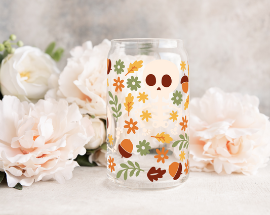Fall Skellie - UV DTF 16 oz Libbey Cup Wrap (Ready to Ship)