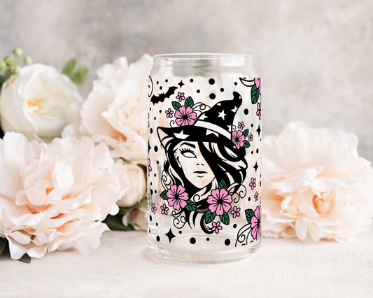 Floral Witch - UV DTF 16 oz Libbey Cup Wrap (Ready to Ship)