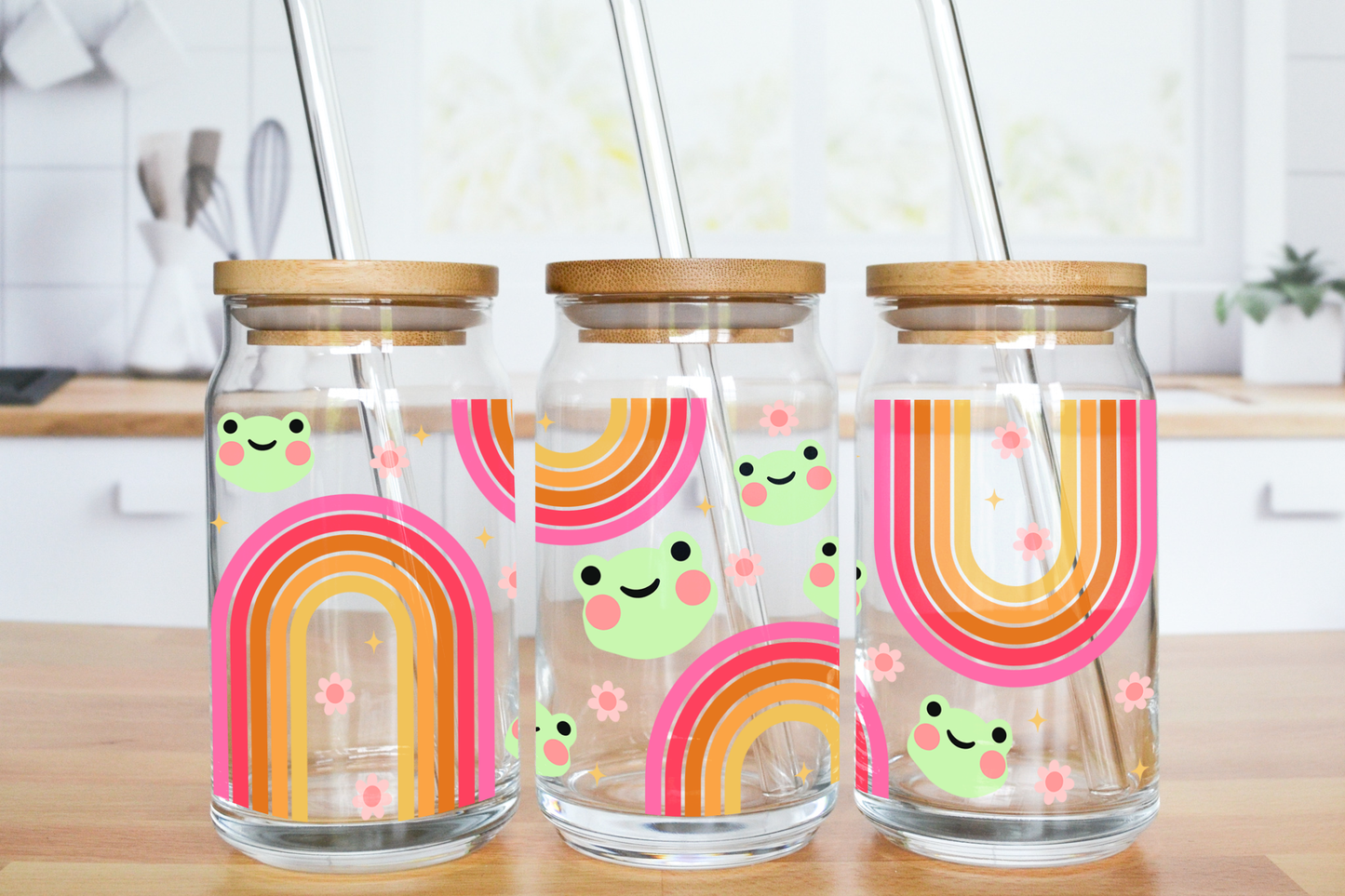 Frog Prism - UV DTF 16 oz Libbey Cup Wrap (Ready to Ship)