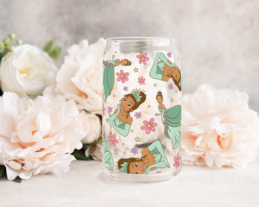 Froggy Girl - UV DTF 16 oz Libbey Cup Wrap (Ready to Ship)