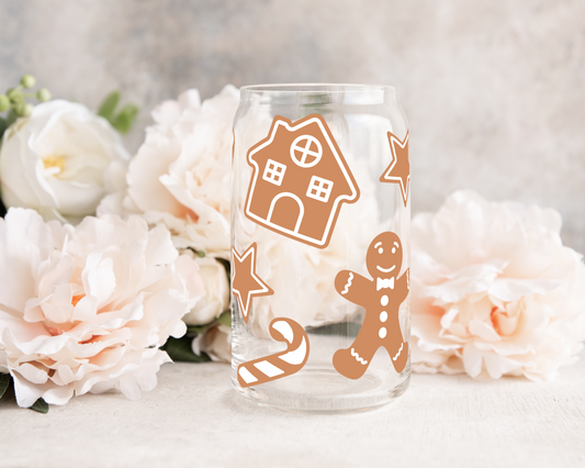 Gingerbread Cookies - UV DTF 16 oz Libbey Cup Wrap (Ready to Ship)