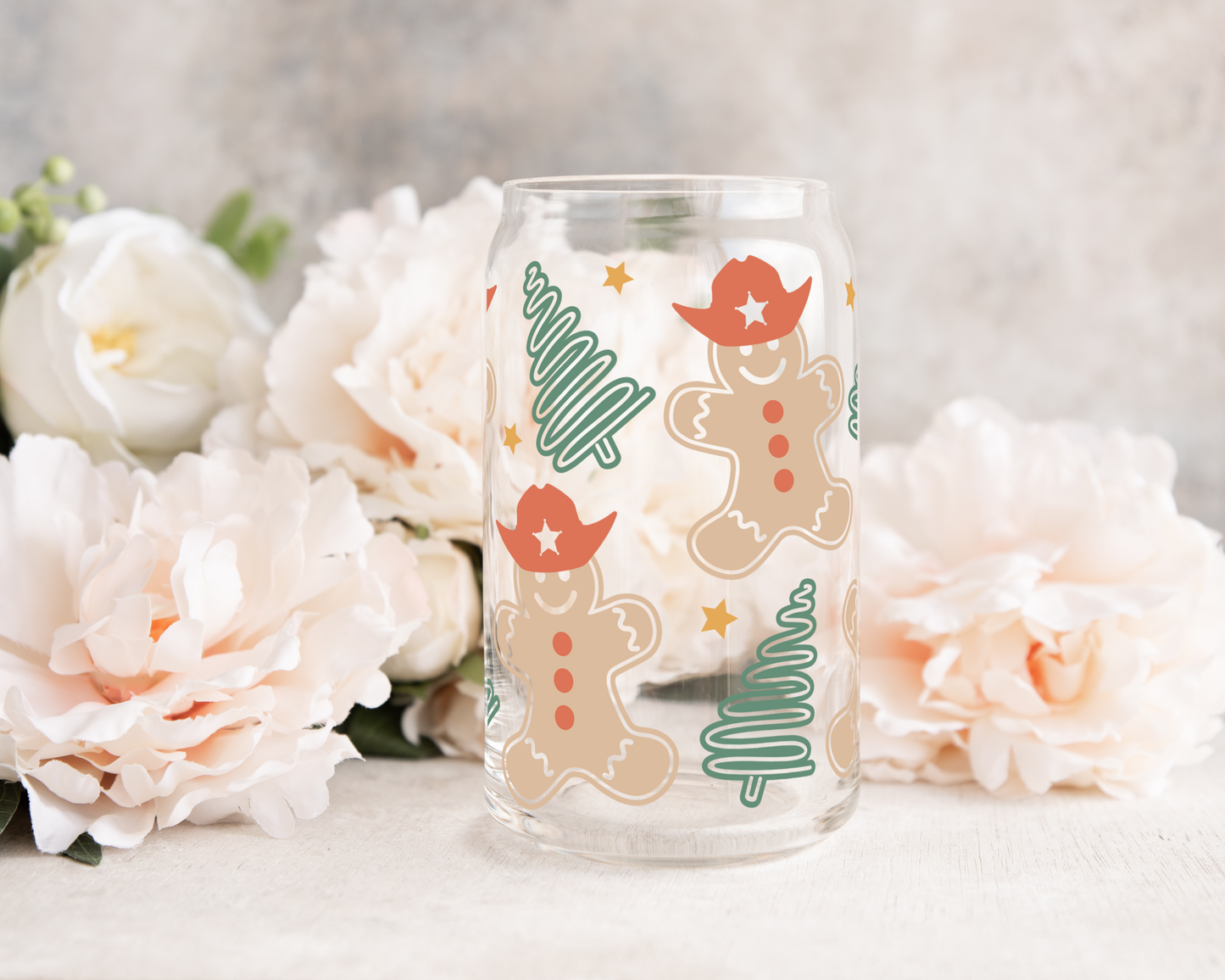 Gingerbread Cowboy - UV DTF 16 oz Libbey Cup Wrap (Ready to Ship)