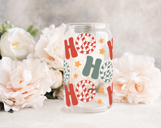 Peace HoHoHo - UV DTF 16 oz Libbey Cup Wrap (Ready to Ship)
