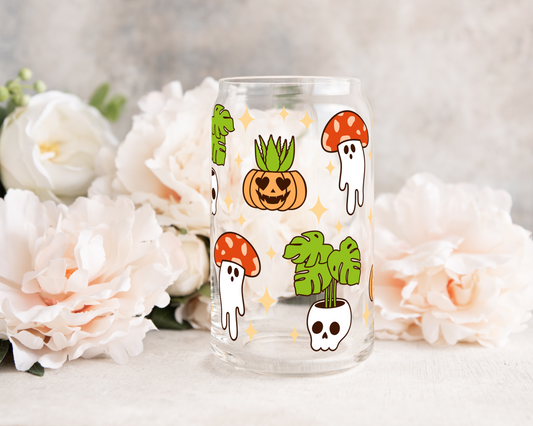 Halloween Plants - UV DTF 16 oz Libbey Cup Wrap (Ready to Ship)